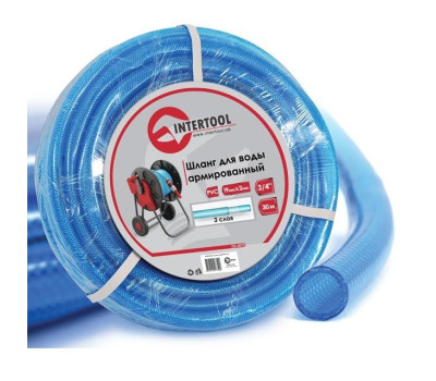 Шланг для воды 3-х слойный 3/4", 30 м, армированный PVC INTERTOOL GE-4075