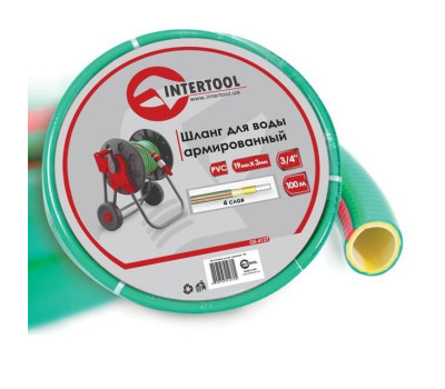 Шланг для воды 4-х слойный 3/4", 100 м, армированный, PVC INTERTOOL GE-4127