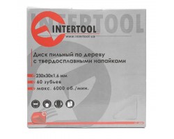 Диск пильный по дереву с твердосплавными напайками 230x30x1,6 мм; 60 зубьев INTERTOOL CT-3047-foto5