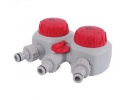 Таймер для подачи воды с 2-х канальным распределением, 15; 30; 45; 60; 75; 90; 105; 120 мин, три выхода на коннектор 1/2" автоматическое отключение воды INTERTOOL GE-2012-foto2