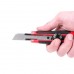 Нож с металлической направляющей под лезвие 18 мм с обрезиненной рукояткой INTERTOOL HT-0503