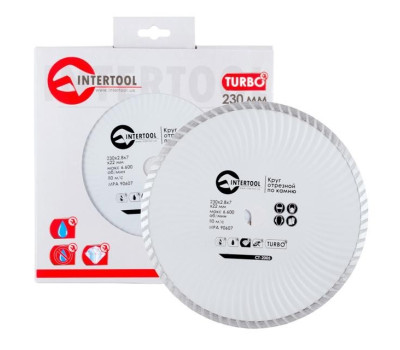 Диск отрезной Turbo, алмазный 230 мм, 16-18% INTERTOOL CT-2005