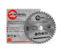 Диск пильный по дереву с твердосплавными напайками 210x30x1,5 мм; 40 зубьев INTERTOOL CT-3023-foto3