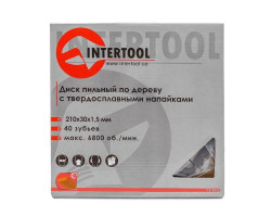 Диск пильный по дереву с твердосплавными напайками 210x30x1,5 мм; 40 зубьев INTERTOOL CT-3023-foto4