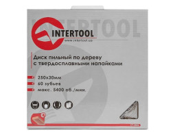 Диск пильный по дереву с твердосплавными напайками 250x30x1,7 мм; 60 зубьев INTERTOOL CT-3052-foto4