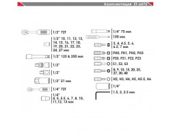 Набор инструмента 72ед, 1/2" и 1/4", Cr-V INTERTOOL ET-6072SP-foto3