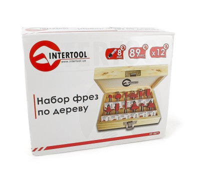 Набор фрез по дереву 12 ед. INTERTOOL HT-0071