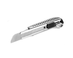 Нож с отломным лезвием 18 мм, с металлической направляющей, противоскользящий корпус INTERTOOL HT-0504-foto5