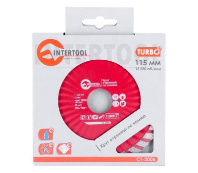 Диск отрезной Turbo, алмазный 115 мм, 22-24% INTERTOOL CT-2006
