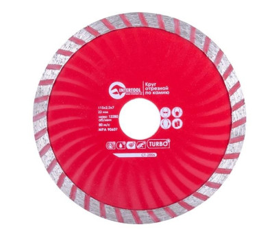 Диск отрезной Turbo, алмазный 115 мм, 22-24% INTERTOOL CT-2006