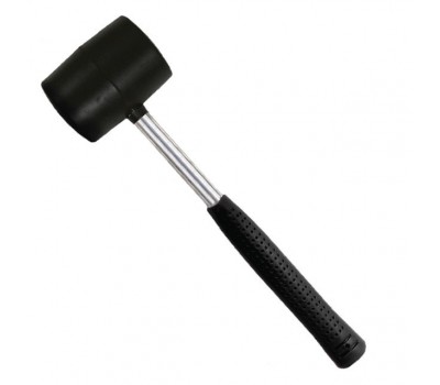 Киянка резиновая 340 г, 55 мм, черная резина, металлич. ручка INTERTOOL HT-0229