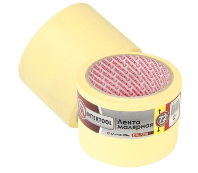 Лента малярная 72мм, 20м, желтая INTERTOOL DM-7220
