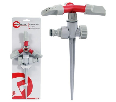 Дождеватель круговой с вращающейся головкой на костыле. PP, ABS, Zinc alloy INTERTOOL GE-0055