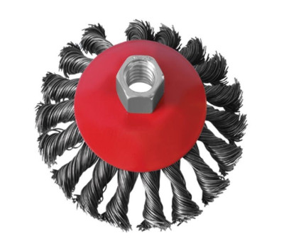 Щетка конусная 125 мм, для УШМ, М14 (пучки витой проволоки) INTERTOOL BT-4125