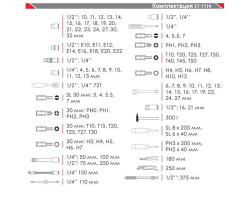 Профессиональный набор инструментов 1/4" & 1/2"; 119 ед INTERTOOL ET-7119-foto3