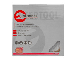 Диск пильный по дереву с твердосплавными напайками 190x30x1,5 мм; 50 зубьев INTERTOOL CT-3042-foto4