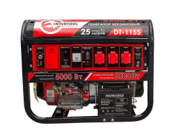 Генератор бензиновый макс. мощн. 6 кВт., ном. 5,5 кВт., 13 л.с., 4-х тактный, электрический и ручной пуск, комплект колес и ручек, 96 кг. INTERTOOL DT-1155-foto2