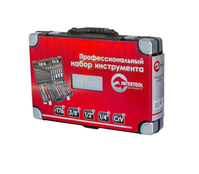 Профессиональный набор инструментов, 1/4" & 3/8" & 1/2", 176 ед. INTERTOOL ET-7176