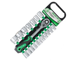 Набор торцевых головок с трещоточной рукояткой 1/2", Cr-V, 19 ед., INTERTOOL ET-6019-foto2