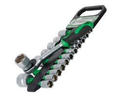 Набор торцевых головок с трещоточной рукояткой 1/2", Cr-V, 19 ед., INTERTOOL ET-6019-foto4