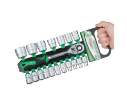 Набор торцевых головок с трещоточной рукояткой 1/2", Cr-V, 19 ед., INTERTOOL ET-6019-foto7