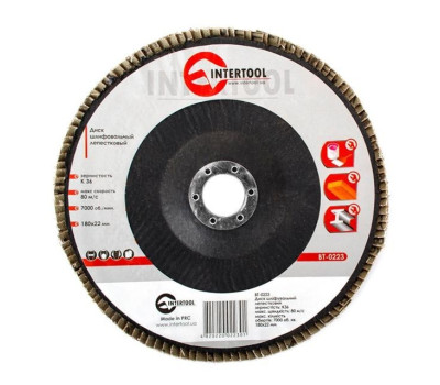 Диск шлифовальный лепестковый 180x22 мм, зерно K36 INTERTOOL BT-0223