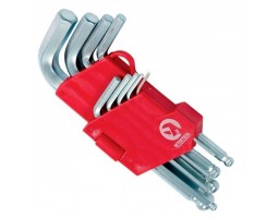 Набор Г-образных шестигранных ключей с шарообразным наконечником, 9 ед.,1,5-10 мм, Cr-V, 55 HRC Small INTERTOOL HT-0605