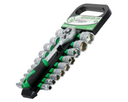 Набор торцевых головок с трещоточной рукояткой 3/8", Cr-V, 20 ед. INTERTOOL ET-6020-foto2