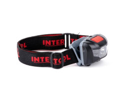 Фонарь налобный светодиодный, пылевлагозащищенный корпус, четыре режима работы, 1 Вт + 2 LED, батарейки 3 ААА. INTERTOOL LB-0302-foto4