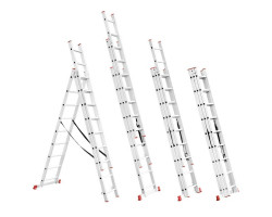 Лестница алюминиевая 3-х секционная универсальная раскладная 3x9 ступ. 5,93 м INTERTOOL LT-0309-foto2