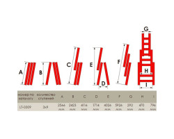 Лестница алюминиевая 3-х секционная универсальная раскладная 3x9 ступ. 5,93 м INTERTOOL LT-0309-foto4