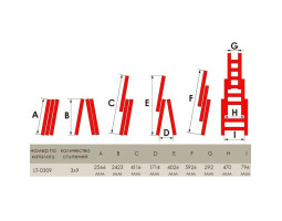 Лестница алюминиевая 3-х секционная универсальная раскладная 3x9 ступ. 5,93 м INTERTOOL LT-0309-foto4