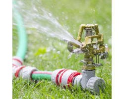 Дождеватель пульсирующий с полной/частичной зоной полива на костыле, круг/сектор полива до 12 м. Brass, Zinc all INTERTOOL GE-0052-foto2