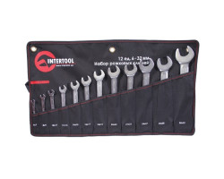 Набор рожковых ключей 12 шт. 6-32 мм Cr-V, покрытие сатин-хром; PROF DIN3113 INTERTOOL XT-1103-foto3