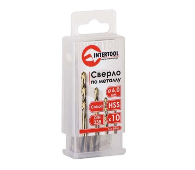 Сверло кобальтовое по металлу 6.0 мм HSS-Co, DIN 338 INTERTOOL SD-5460