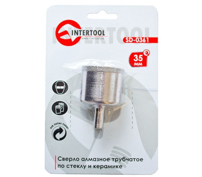 Коронка трубчатая по стеклу и керамике 35 мм INTERTOOL SD-0361