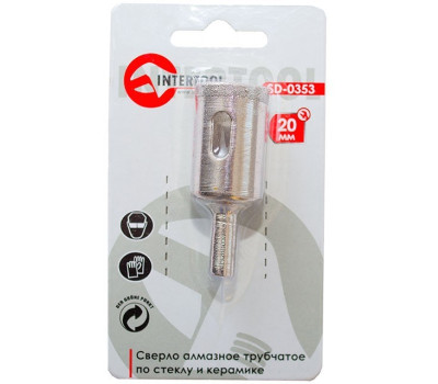 Коронка трубчатая по стеклу и керамике 20 мм INTERTOOL SD-0353