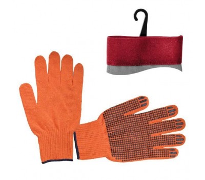Перчатка х/б трикотаж с точечным покрытием PVC на ладони (оранжевая) INTERTOOL SP-0131
