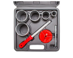 Набор корончатых сверл для плитки 5 ед. 33-83 мм, вольфрамовое напыление + напильник и чемодан INTERTOOL SD-0428-foto3