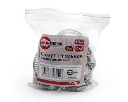 Хомут стальной оцинкованный 8 мм D 14-27 мм (упаковка 10 шт) INTERTOOL TC-0014-foto3