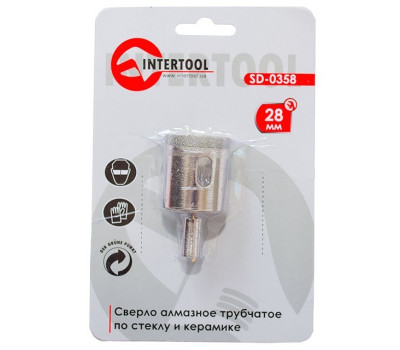 Коронка трубчатая по стеклу и керамике 28 мм INTERTOOL SD-0358