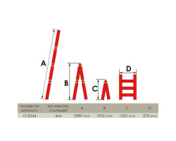 Лестница алюминиевая универсальная раскладная телескопическая 4x4 ступ. 4,20 м INTERTOOL LT-2044-foto4