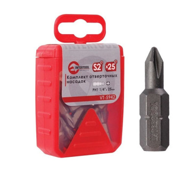 Комплект отверточных насадок PH1 1/4"x 25 мм - 25 шт. INTERTOOL VT-5942