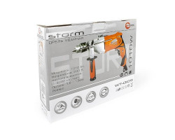 Дрель ударная STORM 1010 Вт, 0-3000 об/мин, 1,5-13 мм, реверс, регулировка об. INTERTOOL WT-0109-foto12