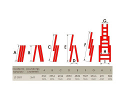 Лестница алюминиевая 3-х секционная универсальная раскладная 3x11 ступ. 7,33 м INTERTOOL LT-0311-foto4