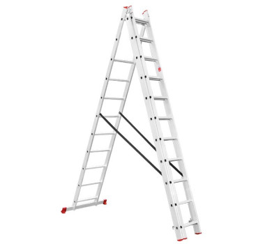 Лестница алюминиевая 3-х секционная универсальная раскладная 3x11 ступ. 7,33 м INTERTOOL LT-0311