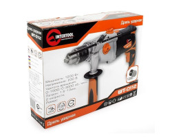 Дрель ударная STORM 1200Вт, 2 скорости, 0-1000/0-3000об/мин, 1.5-13мм, алюминиевый корпус редуктора INTERTOOL WT-0112-foto8