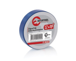 Лента изоляционная 0,15 мм x 17 мм x 20 м синяя INTERTOOL IT-0020