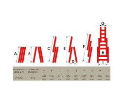 Лестница алюминиевая 3-х секционная универсальная раскладная 3x12 ступ. 7,89 м INTERTOOL LT-0312-foto4