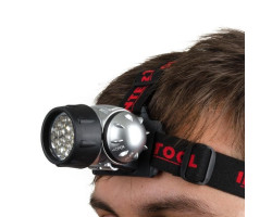 Фонарь налобный светодиодный, четыре режима работы, 19 LED, батарейки 3 ААА. INTERTOOL LB-0301-foto8